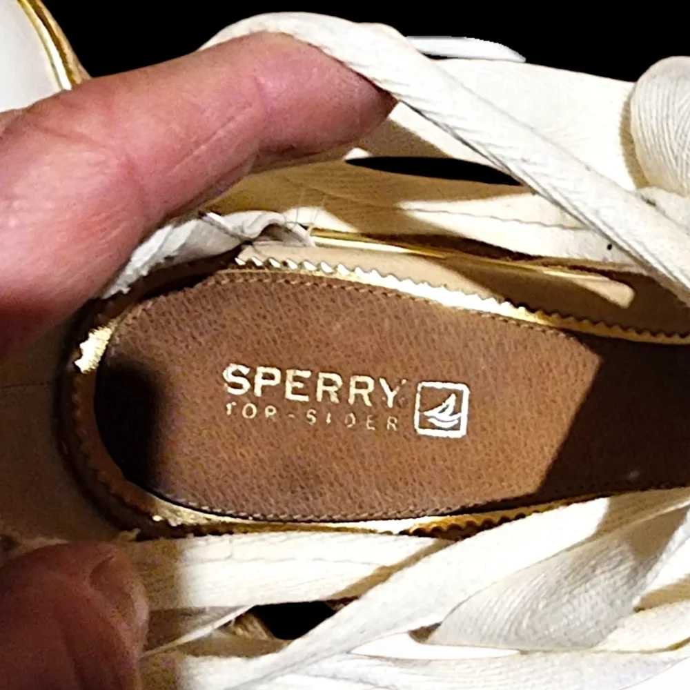 Sperry Top-Sider White Lace-Up Platform Wedge Espadrilles Women Size 10